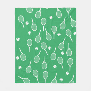 Coola White Retro Tennis Racquets Mönster Grönt Fleecefilt