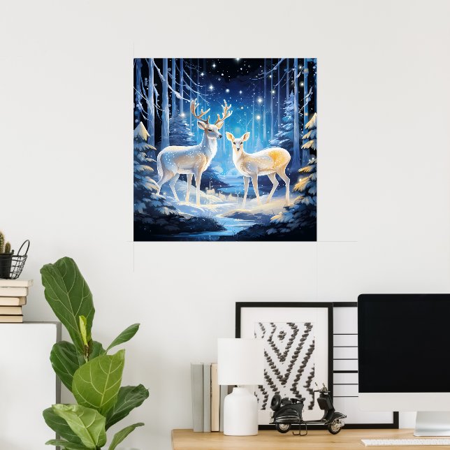Coola Winter hjort älskare Poster (Hemmakontoret)