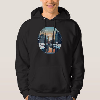 Coola Wintry City med Sjö i vintersäsong för Sn Hoodie