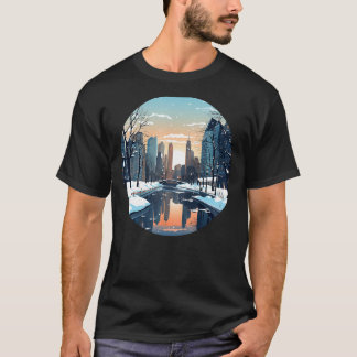 Coola Wintry City med Sjö i vintersäsong för Sn T Shirt