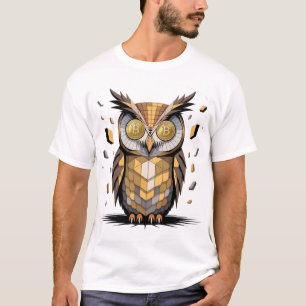 Coola Wise Uggla med Bitcoin crypto Ögon T Shirt