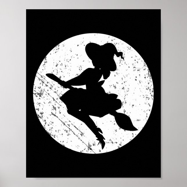 Coola Witch Silhouette Halloween Bus eller godis o Poster (Framsidan)