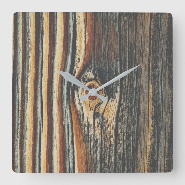 COOLA Wood Grain Mönster Fyrkantig Klocka (Framsida)