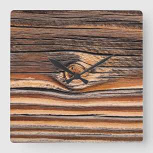 COOLA Wood Grain Mönster Fyrkantig Klocka