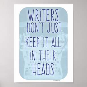 Coola Writers Brain Motivational Author Slogan Poster