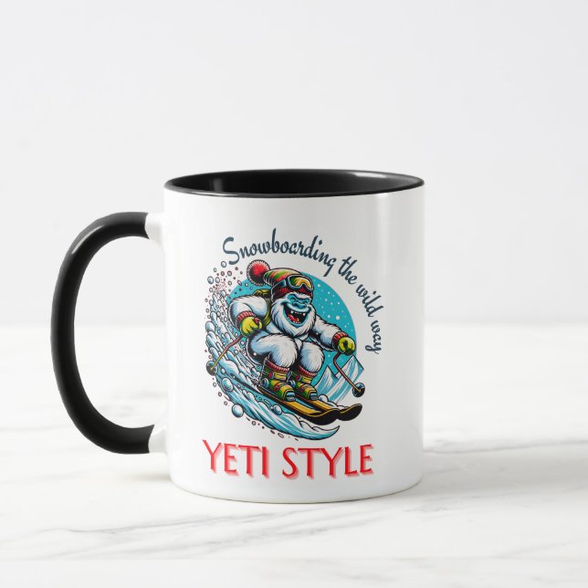 Coola Yeti Skiing Äventyr Roligt Mugg (Vänster)