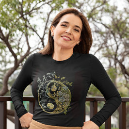 Coola Yin och Yang Andlig Meditation Symbol T Shirt