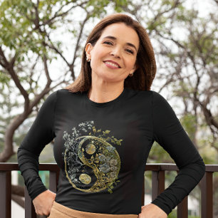 Coola Yin och Yang Andlig Meditation Symbol T Shirt