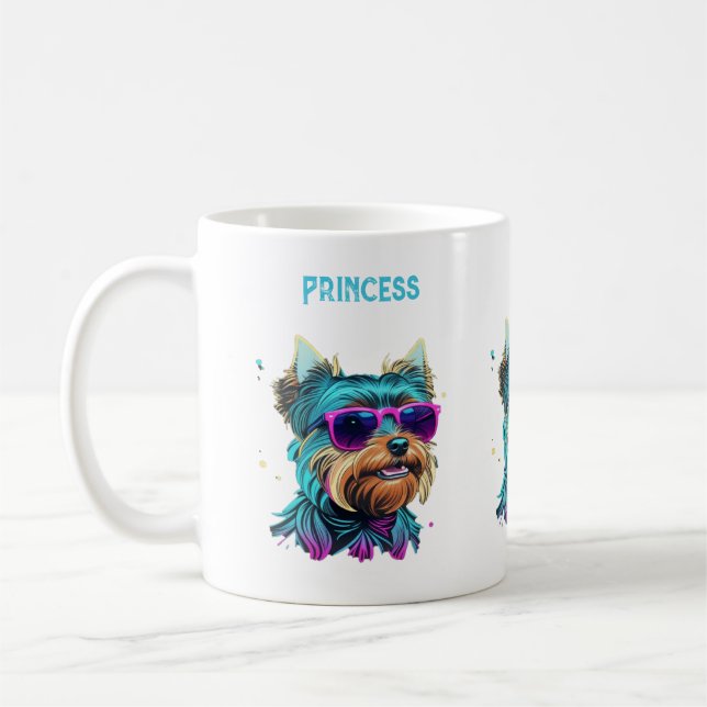 Coola Yorkie Hund med solglasögon Kaffemugg (Vänster)