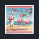 Coola Yule Santa och Flamingos Beach-jul Pappersservett<br><div class="desc">Vi presenterar vår Coola Jultomten och Flamingos Beach-julen Pappra Party Napkins - en blandning av helgdag-tradition och tropisk roligt! Tomten och hans flamingovänner på en sandstrand.</div>