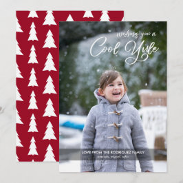 Coola Yule skriver ditt foto till Burgundy-jul Julkort