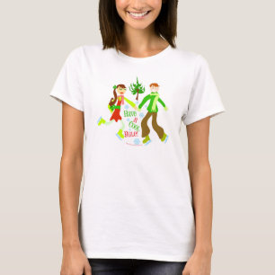 Coola Yule Tecknad Helgdag par jul T-shirt