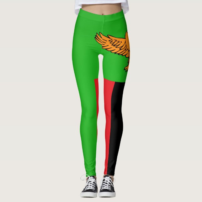 Coola Zambia Flagga Mode Leggings (Framsida)