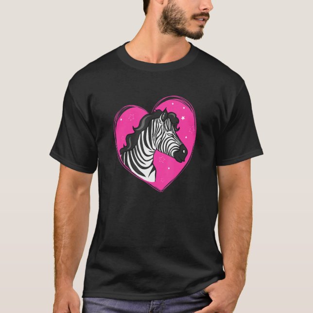 Coola Zebra Fuuny Hipster Zebra Animals Heart Pin T Shirt (Framsida)