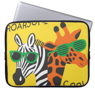 Coola Zebra Giraffe Tecknad Illustration Laptop Fodral