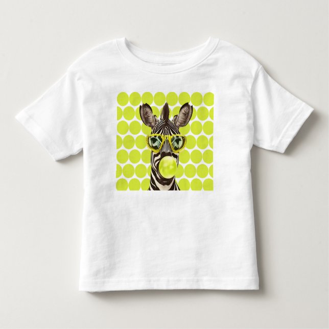 Coola Zebra med solglasögon och Bubblegum Pop Art T Shirt (Framsida)