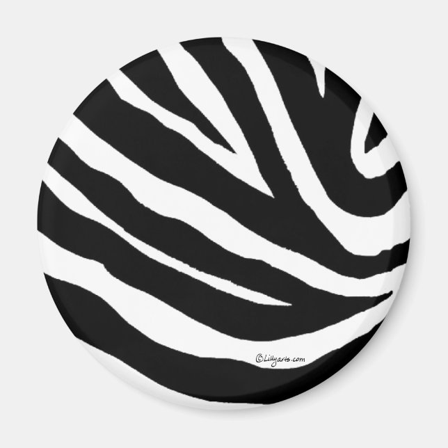 Coola Zebra ränder Round Magnet (Framsidan)