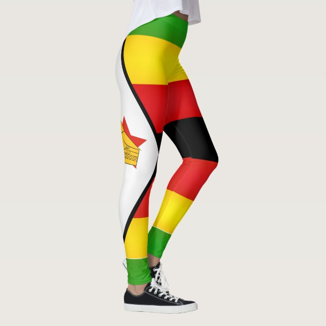 Coola Zimbabwe Flagga Mode Leggings (Höger)