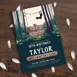 Coola Zipline Forest Birthday Äventyr utomhus Inbjudningar<br><div class="desc">Genom att bjuda in alla unga äventyrare att ligga mitt i naturens gröna kraft, är vår inbjudan till skogen ett steg mot ett oförglömligt firande. Med vibrerande grönt och blå toner som framkallar lush utomhus, så kan du lägga till en droppe rustik charm i typsnitt mot träskogstecken. Anpassadet gör det...</div>
