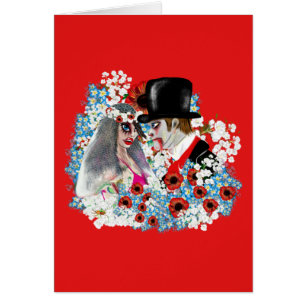 Coola Zombie Bride och Groom Wedding presenterar g Hälsningskort
