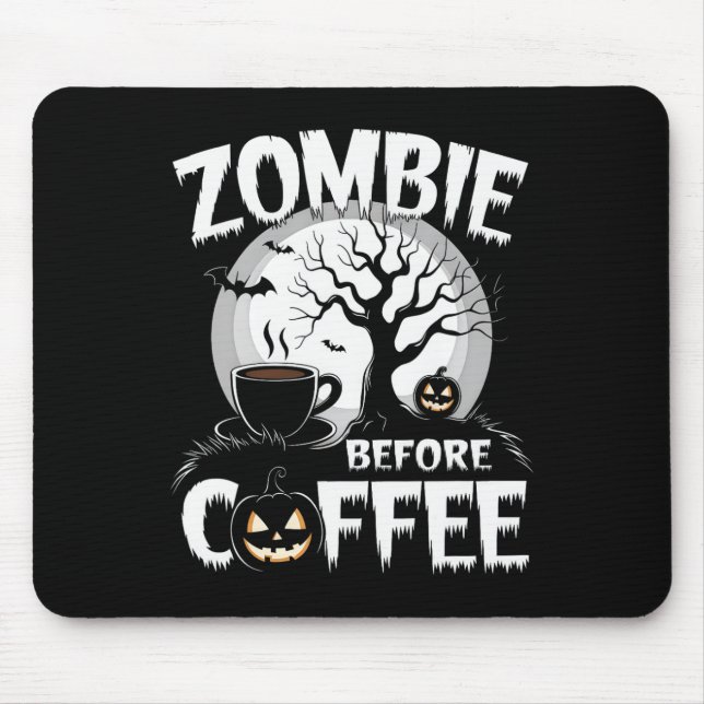 Coola Zombie före Coffee Halloween Funny Musmatta (Framsidan)