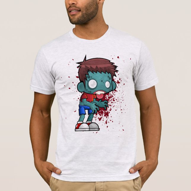 Coola Zombie-kille med blod/färgplatta Tee Shirt (Framsida)