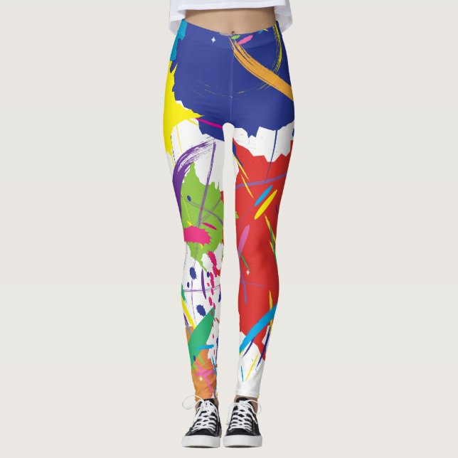 Coolan abstrakt Splatter Paint Vector Digital Art Leggings (Framsida)