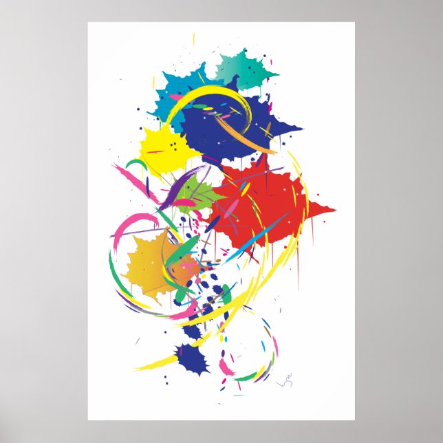 Coolan abstrakt Splatter Paint Vector Digital Art Poster (Framsidan)
