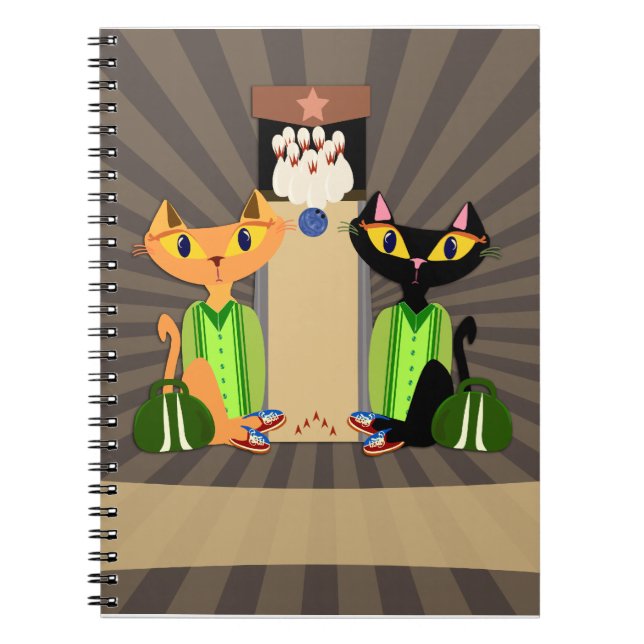 Coolan Alley Cats Roligt Bowling Pets Design Anteckningsbok (Framsidan)