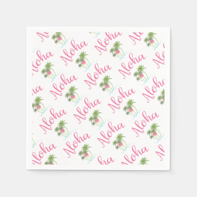 Coolan Aloha-Beacher Hawaiian Stil Party Pappersservett (Framsidan)