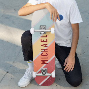 Coolan Anpassat namn Retro Sunset Rand  Mini Skateboard Bräda 18,5 Cm