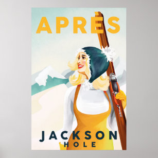 coolan "Apres Ski Jackson Hål" Retro Skiing Art Poster