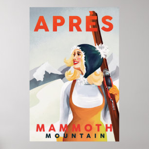coolan "Apres Ski Mammoth Mountain" Retro Skiing A Poster