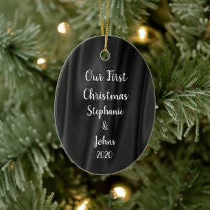 Coolan Black & White Satin, första julen, Elegant Julgransprydnad Keramik