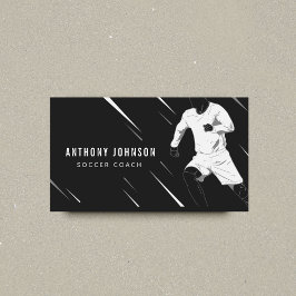 Coolan Black & White Soccer Coach Player Masculine Visitkort