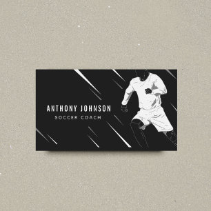 Coolan Black & White Soccer Coach Player Masculine Visitkort