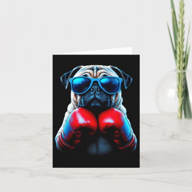 Coolan Boxing Pug Hund Kickboxing Kort (Framsida)