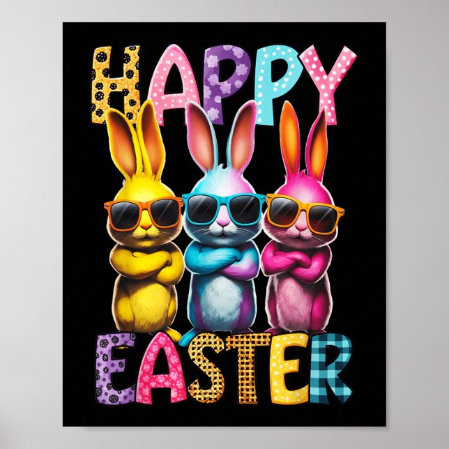 Coolan Bunnies Glad påsk Kids Påskhare Poster (Framsidan)