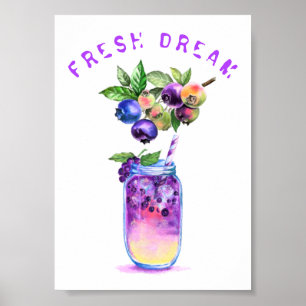Coolan Drink Fruits Party Poster blåbär