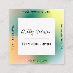 Coolan Färggradient för Grönt Manager i Social Me Fyrkantigt Visitkort