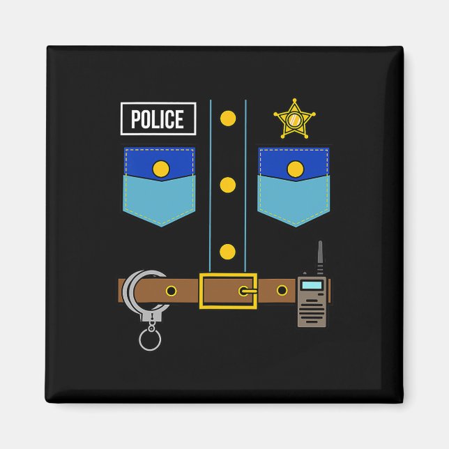 Coolan för polisuniform Costume Easy Halloween Pol Magnet (Framsidan)