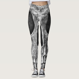 Coolan Gothic Skull Black and White Grunge Leggings
