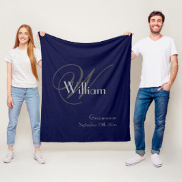 Coolan Groomsman ger modern monogram och Namn Fleecefilt