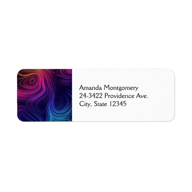 Coolan Groovy Abstrakt Swirls and Circles Returadress Etikett (Framsidan)