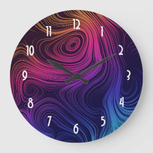 Coolan Groovy Abstrakt Swirls and Circles Stor Klocka