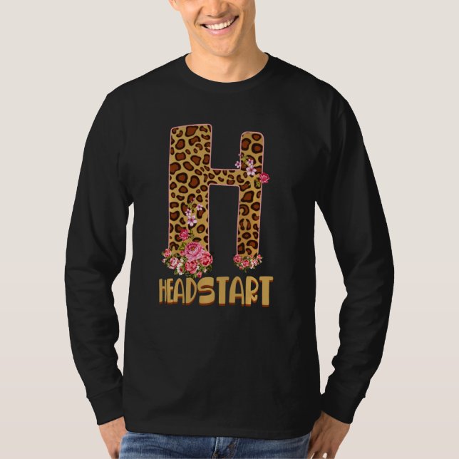 Coolan Headstart Funny Leopard Print & Flowers Bak T Shirt (Framsida)