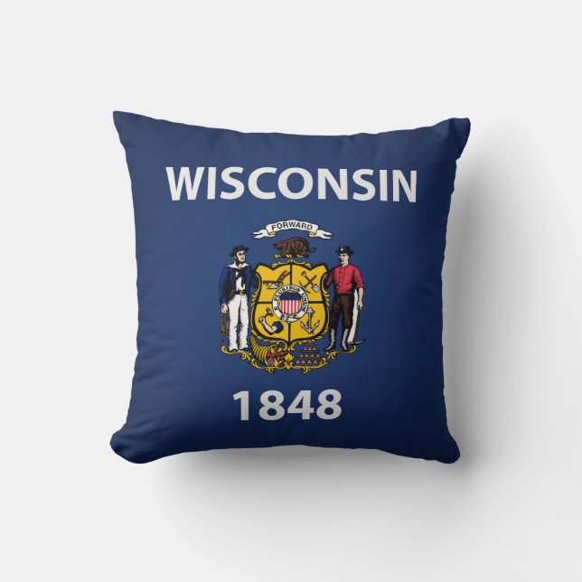 Coolan i Wisconsin Flagga Kudde (Framsida)