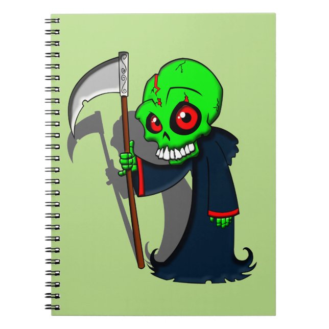 Coolan Lekande grim Reaper Illustration Creepy Anteckningsbok Med Spiral (Framsidan)