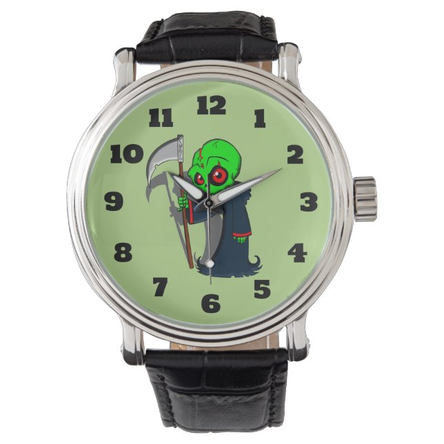 Coolan Lekande grim Reaper Illustration Creepy Armbandsur (Framsida)