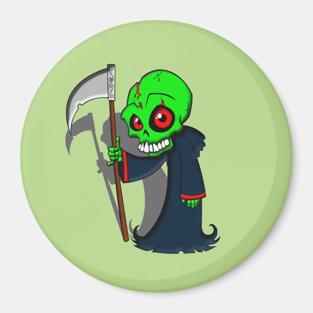 Coolan Lekande grim Reaper Illustration Creepy Magnet (Framsidan)